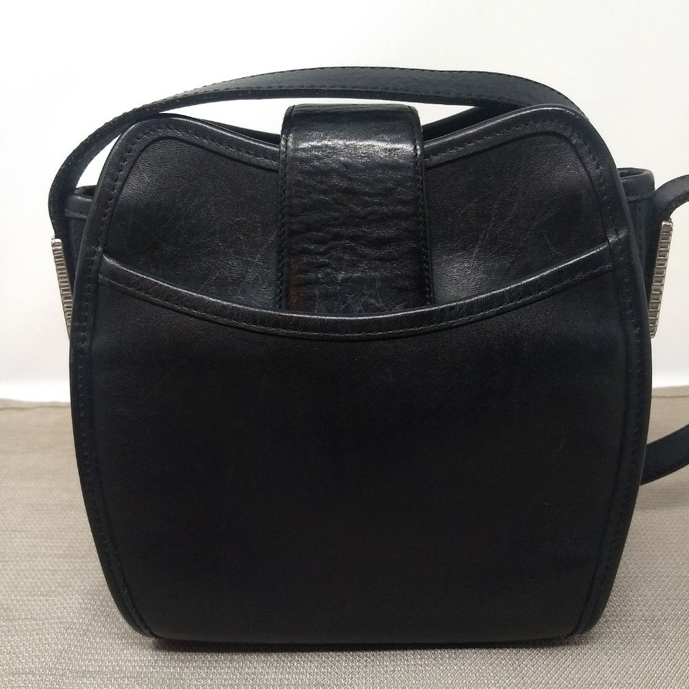 VINTAGE BRIGHTON BLACK LEATHER CROSSBODY BAG - Picture 2 of 8